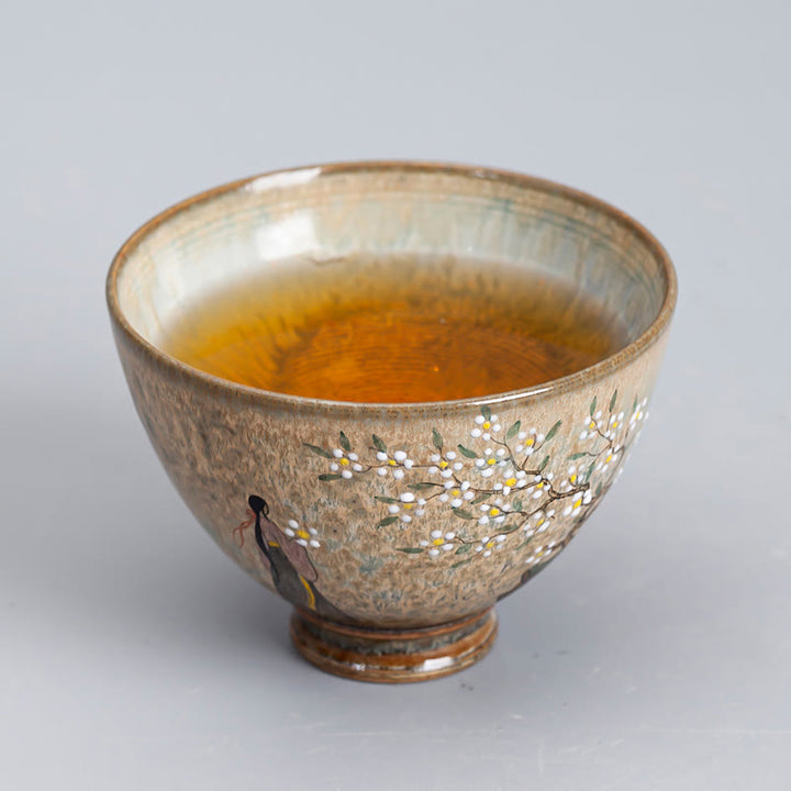 Buddha Stones Jingdezhen dipinte a mano Ru Kiln porcellana Hanfu ragazza fiore tazza da tè in ceramica Kung Fu tazze da tè