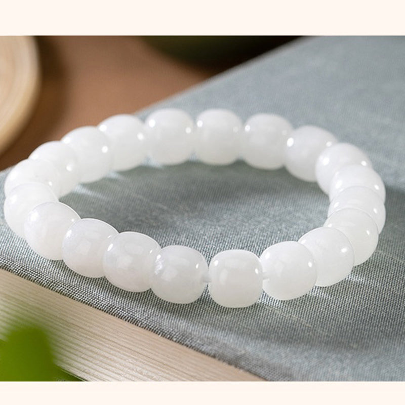 Braccialetto di benedizione della felicità in giada bianca Hetian Buddha Stones - image 6