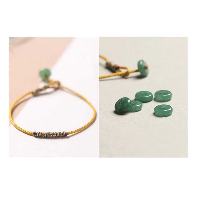Braccialetto di corda intrecciata con protezione dalla fortuna in avventurina verde tibetana fatta a mano Buddha Stones