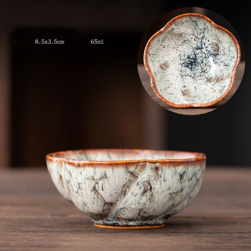 Buddha Stones Peach Blossom Pattern Tazza da tè in ceramica Tazze da tè a forma di fiore
