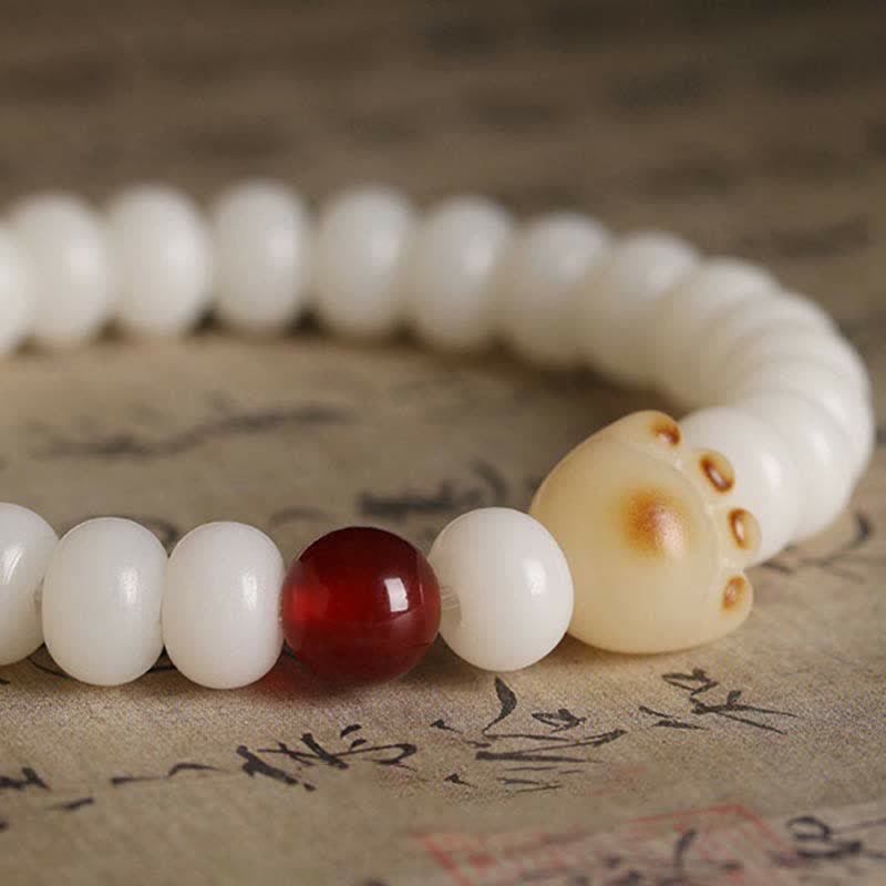 Braccialetto portafortuna con zampa di gatto con semi di Bodhi naturali Buddha Stones - image 3