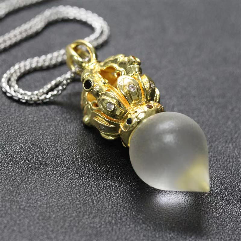 Buddha Stones Tibetano Dorje Vajra 4 punte Loto Liuli Cristallo Forza Collana Pendente