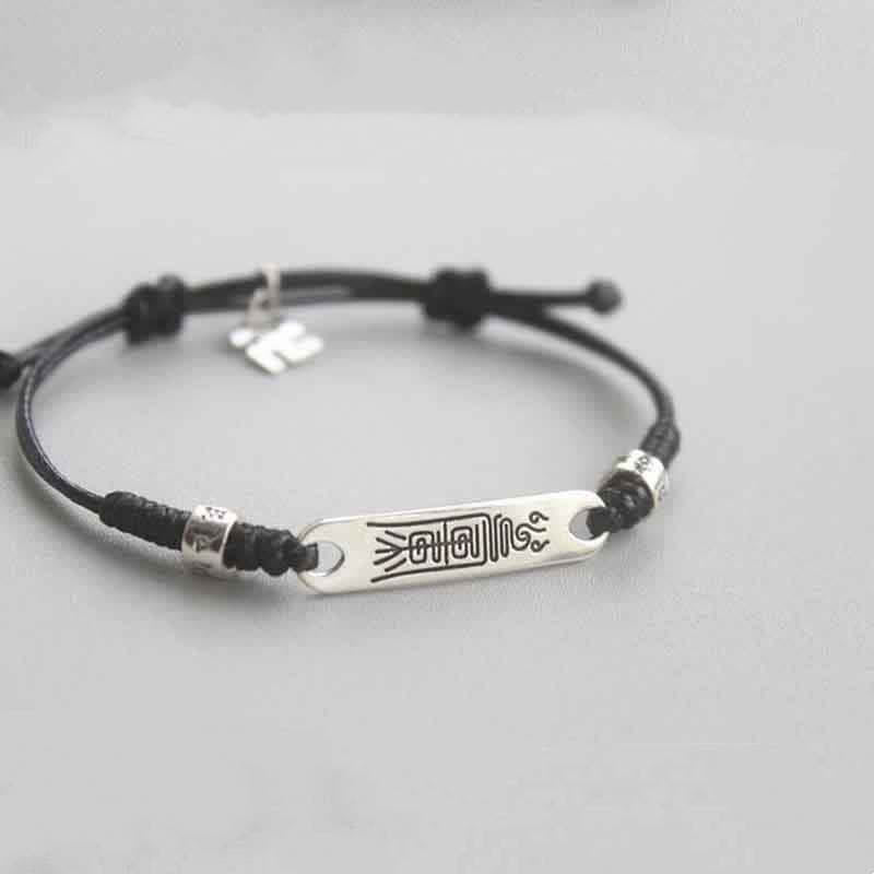Braccialetto Buddha Stones 925 Sterling Silver Red String Luck Strength Treccia