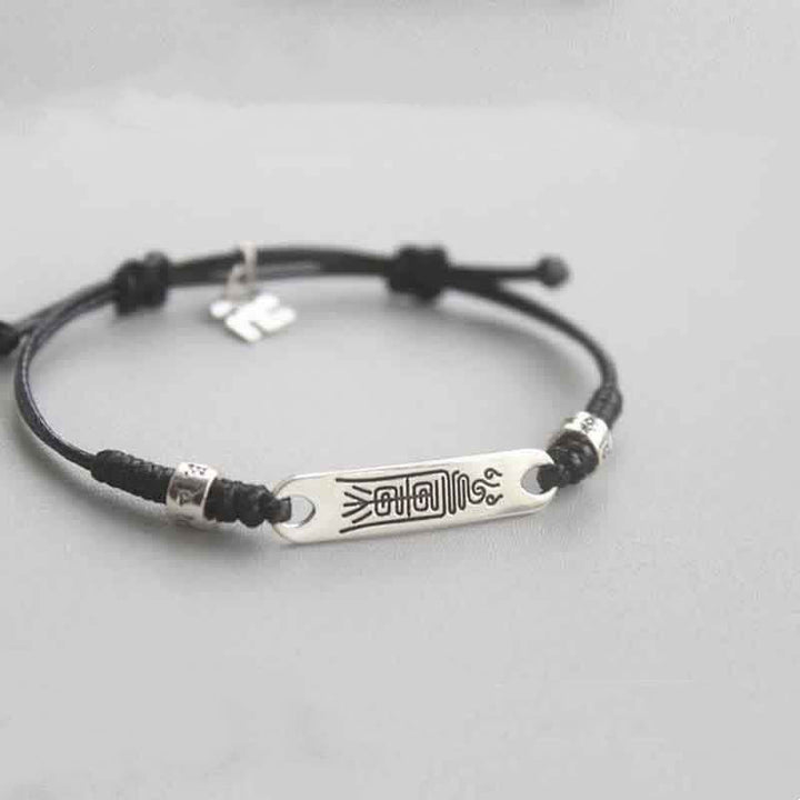 Braccialetto Buddha Stones 925 Sterling Silver Red String Luck Strength Treccia