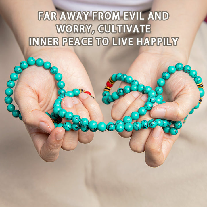 Bracciale Mala di guarigione in turchese tibetano Buddha Stones