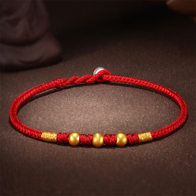 Braccialetto di protezione intrecciato fatto a mano con nodo King Kong, perline d'oro 999 Buddha Stones