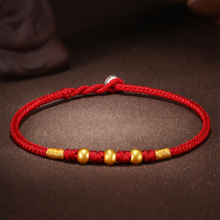 Braccialetto di protezione intrecciato fatto a mano con nodo King Kong, perline d'oro 999 Buddha Stones