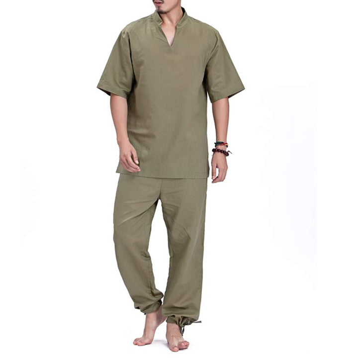 Buddha Stones Meditazione Preghiera Spirituale Zen Pratica Yoga Abbigliamento Uomo Set - Verde - US/UK/AU44, EU54 (3XL) - image 3