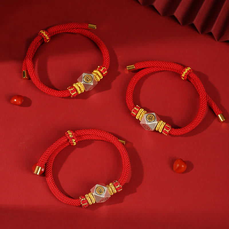 Buddha Stones 999 Argento Sterling Zodiaco Cinese Buddha Natale Corda Rossa Fortuna Forza Braccialetto Fatto a Mano per Bambini