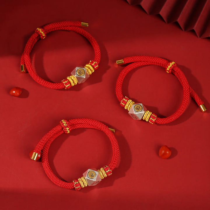 Buddha Stones 999 Argento Sterling Zodiaco Cinese Buddha Natale Corda Rossa Fortuna Forza Braccialetto Fatto a Mano per Bambini