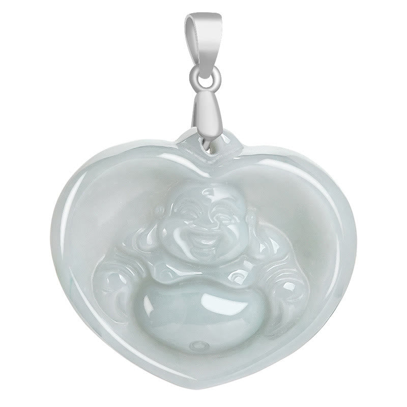 Collana con ciondolo Buddha Stones in argento sterling 925 con Buddha che ride, giada bianca, fortuna e benedizione - image 10