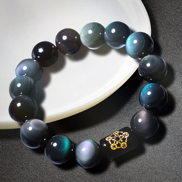 Bracciale Buddha Stones Natural Rainbow Obsidian Positive Transformation