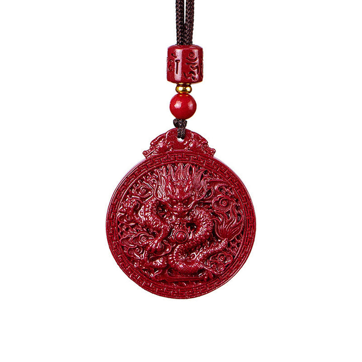 Collana con ciondolo di protezione del drago in cinabro naturale dell'anno del drago di Buddha Stones