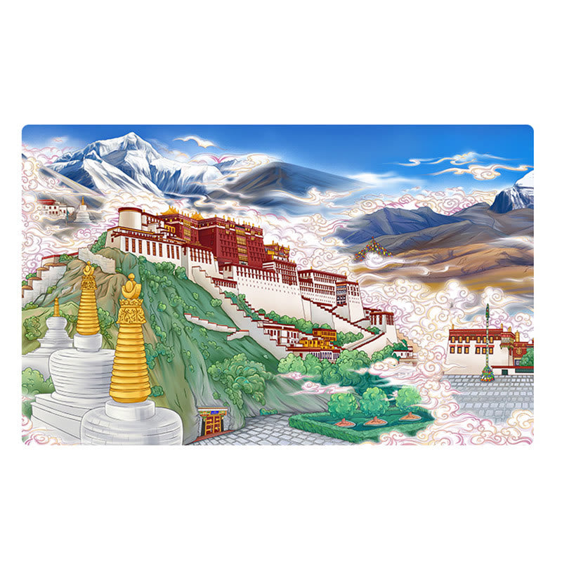 Lampada da tavolo a LED creativa con luci notturne in carta intagliata a LED del palazzo del Potala del Tibet
