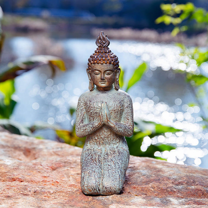 Statua in resina di Buddha Zen in meditazione, decorazione per la casa - Buddha inginocchiato 13*11*28CM - image 12