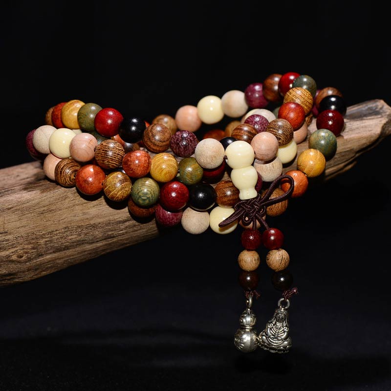 Buddha Stones 108 Perle Wenge Legno Mala Benedizione Meditazione Bracciale - 15 mm - image 0