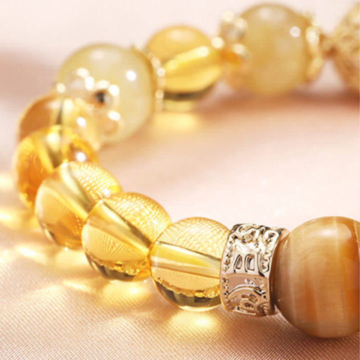 Braccialetto di perline di Buddha Stones Citrine Generosità Prosperità