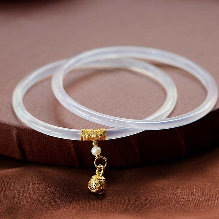 Braccialetto di successo in giada bianca ciano naturale Buddha Stones - Giada bianca (58 mm, adatta per circonferenze da 19 a 21 cm) - image 5