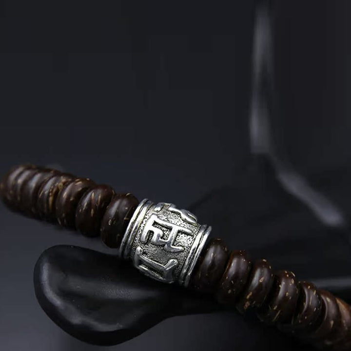 Braccialetto positivo Buddha Stones Natural Tibetan Coconut Shell Om Mani Padme Hum