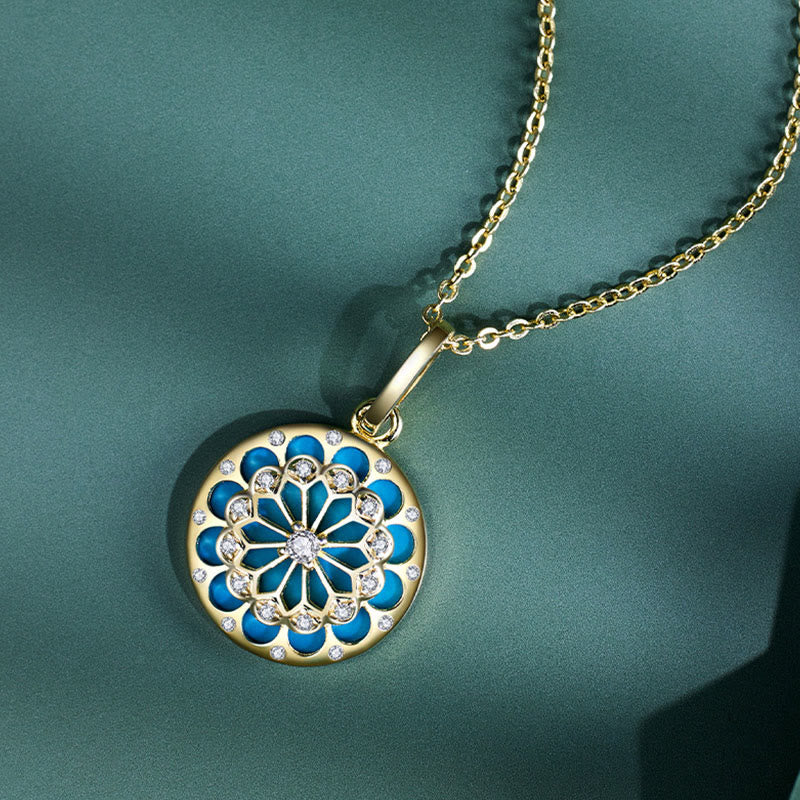 Collana con ciondolo Buddha Stones in argento sterling 925 con zircone turchese rotondo e protezione