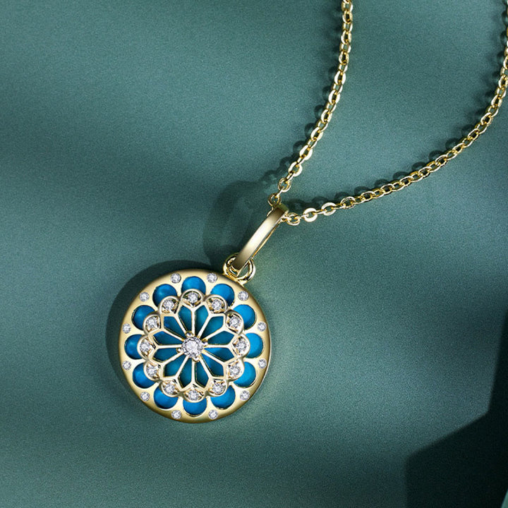 Collana con ciondolo Buddha Stones in argento sterling 925 con zircone turchese rotondo e protezione