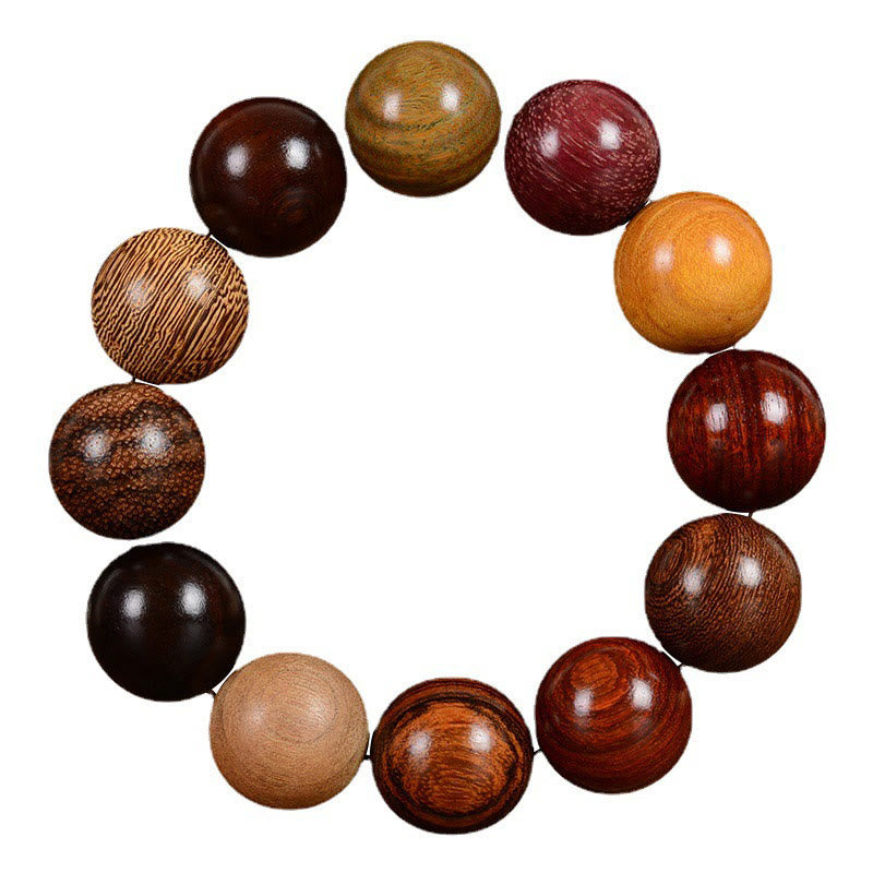 Braccialetto di guarigione di protezione multicolore in legno di sandalo Buddha Stones