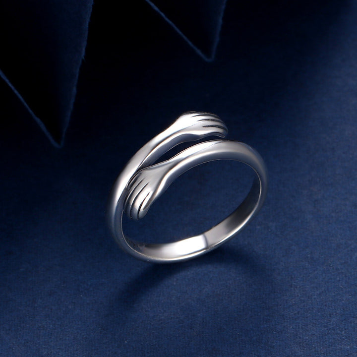 Anello per il pollice con abbraccio d'amore in argento sterling 925 Buddha Stones