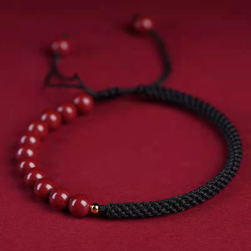 Braccialetto di corda di benedizione con nodo King Kong in cinabro naturale Buddha Stones