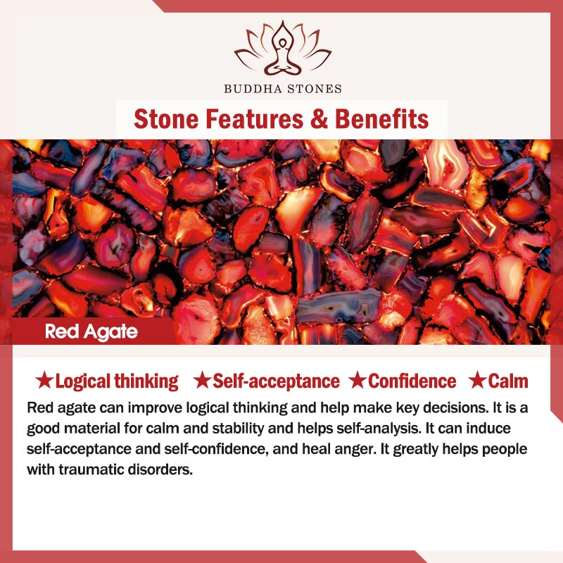 Braccialetto Buddha Stones Red Agate Jade Lotus Confidence Calm String