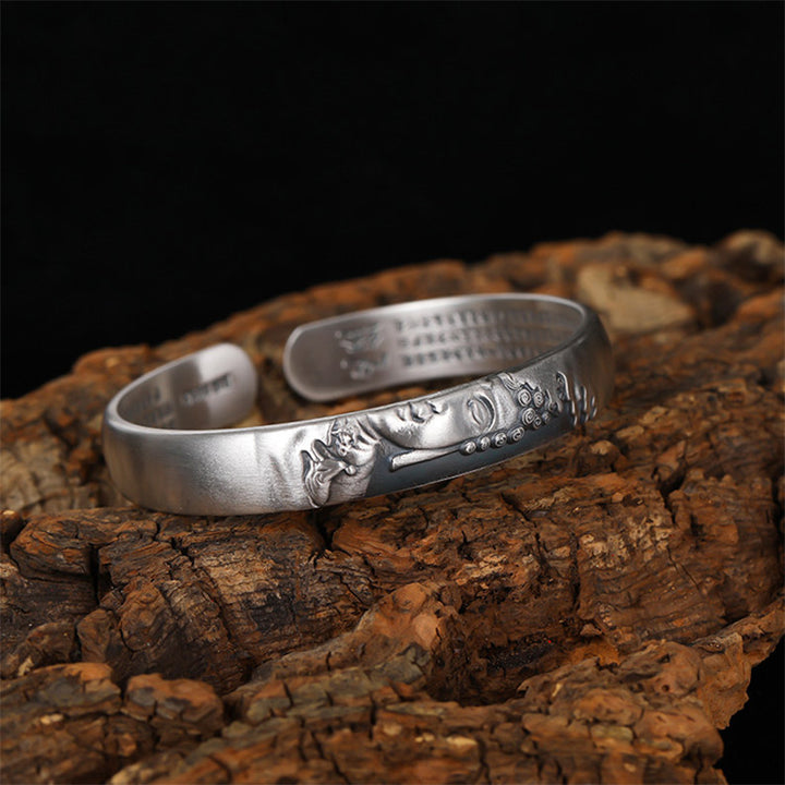 Braccialetto Buddha Stones 999 Sterling Silver Buddha Head Heart Sutra Serenity - image 2