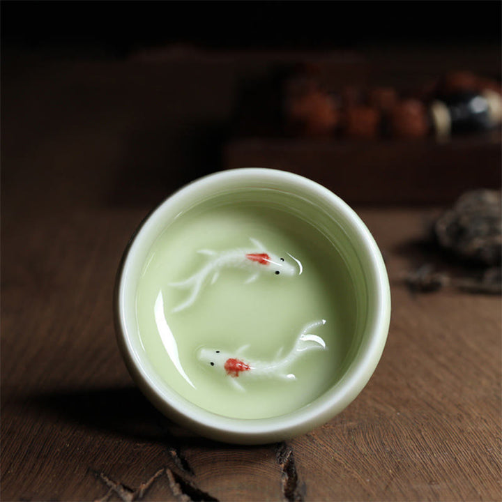 Buddha Stones Koi Fish colorato Tazza da tè in ceramica Kung Fu Tazza da tè Ciotola