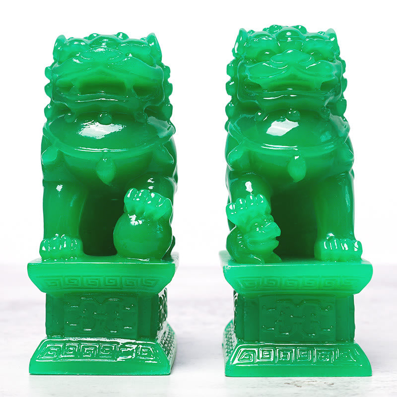 Ricchezza Prosperità Coppia di Fu Foo Cani Guardiano Leone Statue Decorazione Casa