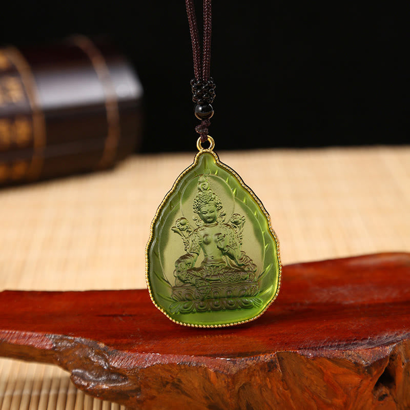 Collana con ciondolo di cristallo Liuli Buddha tibetano e serenità - Buddha verde - image 8