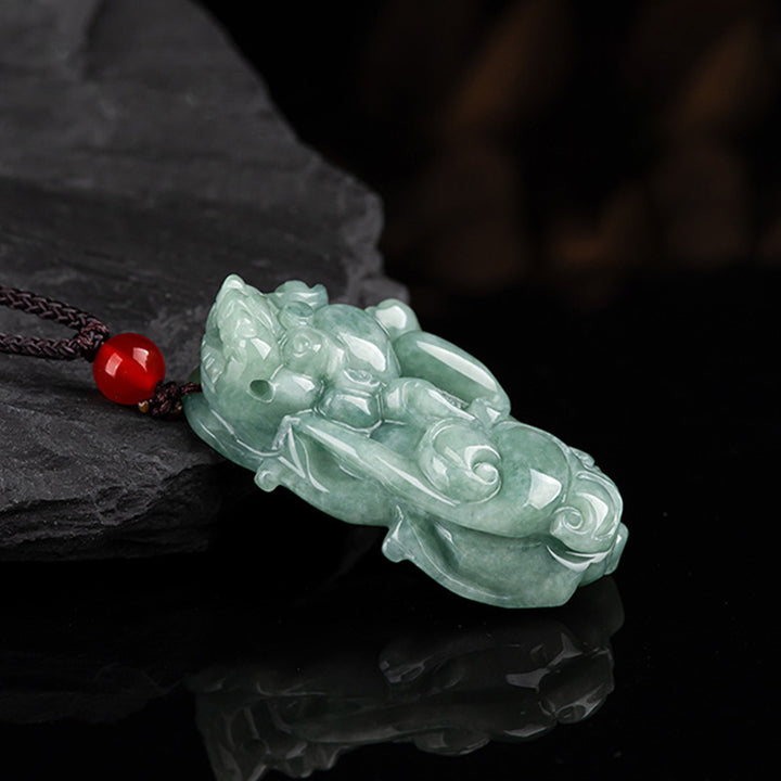 Collana con ciondolo in corda di giada PiXiu con Buddha Stones e fortuna - image 7
