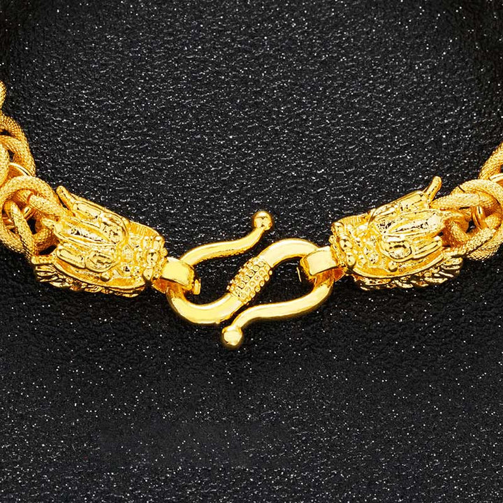 Braccialetto di protezione del drago a doppia testa placcato oro 24k Buddha Stones