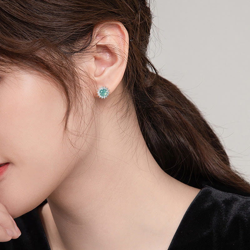 Orecchini a bottone Buddha Stones in argento sterling 925 con giada rotonda e fortuna - image 4