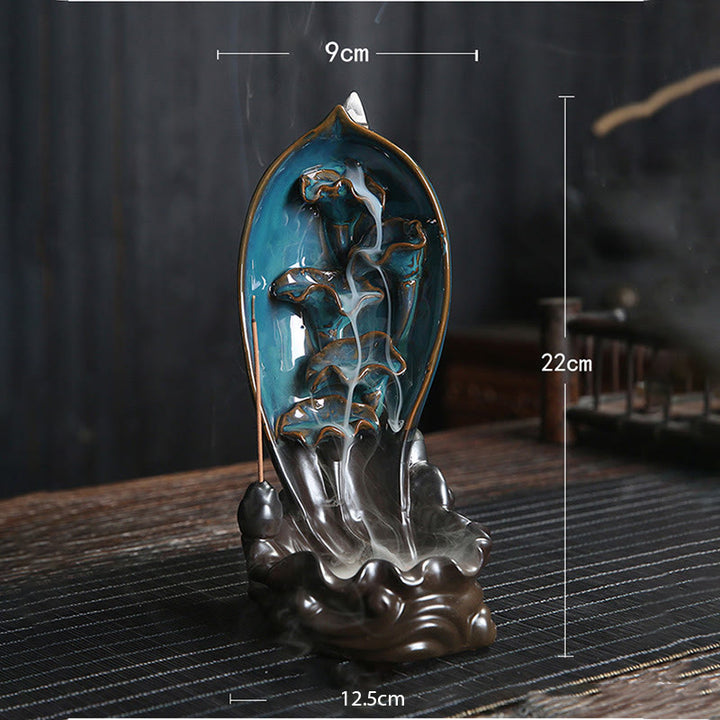 Bruciatore di incenso a cascata Buddha Stones, porta incenso a riflusso