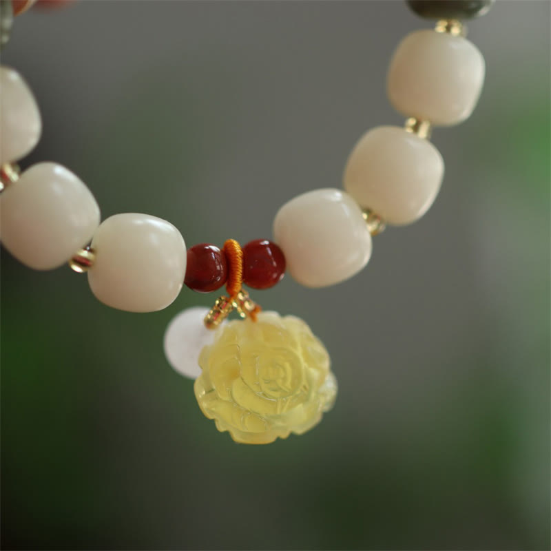 Bracciale Buddha Stones Gradient Bodhi Seed Ambra Lotus Peace