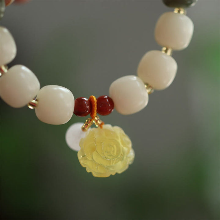 Bracciale Buddha Stones Gradient Bodhi Seed Ambra Lotus Peace