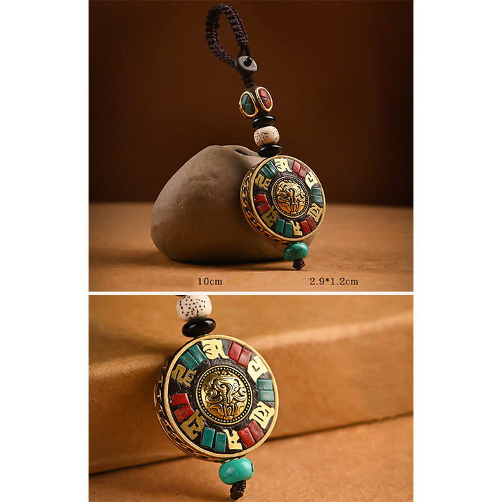 Portachiavi con Buddha Stones tibetano Om Mani Padme Hum Bodhi Seme della pace