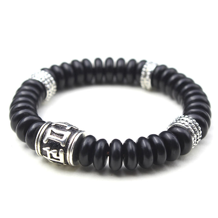 Braccialetto positivo Buddha Stones Natural Tibetan Coconut Shell Om Mani Padme Hum