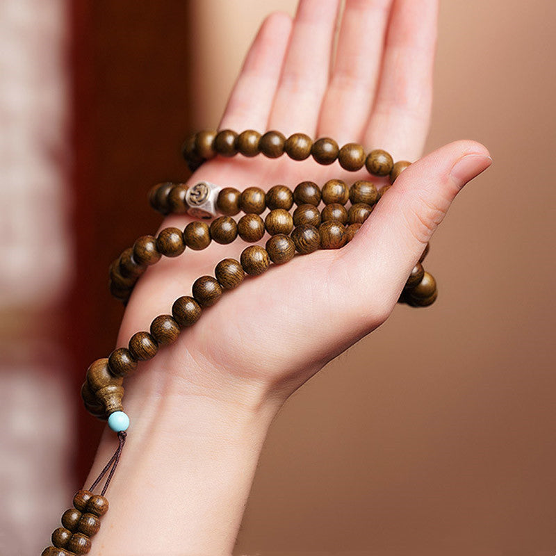 Buddha Stones 108 Mala Beads 999 Oro Brunei Agarwood Cuore Sutra Ambra Agata Rossa Forza Bracciale Meditazione