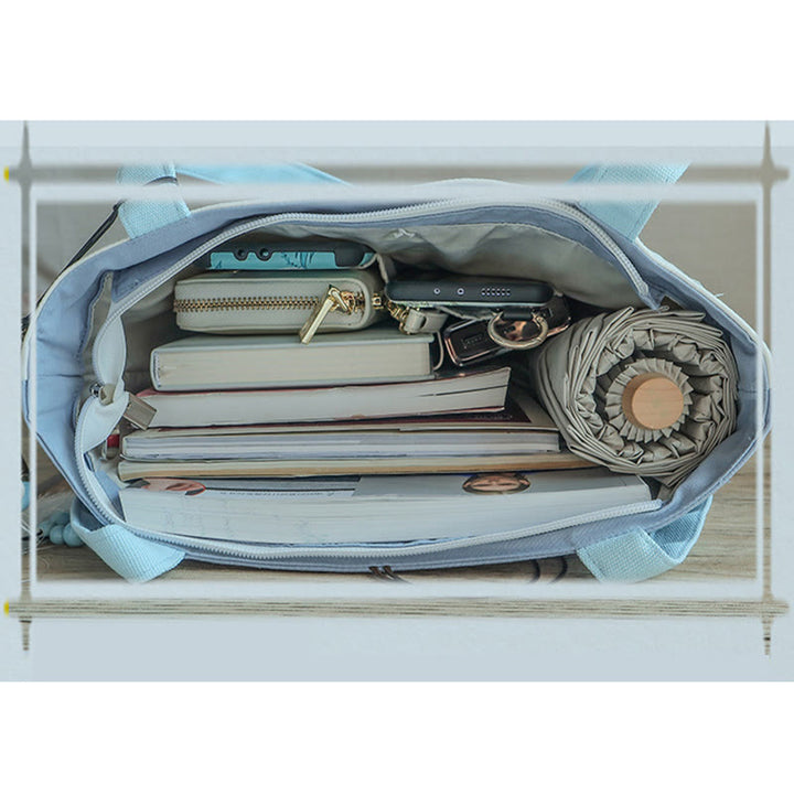 Borsa a tracolla grande capacità in tela con ricamo in bambù, prugna, fiore di pera, pesco - image 14