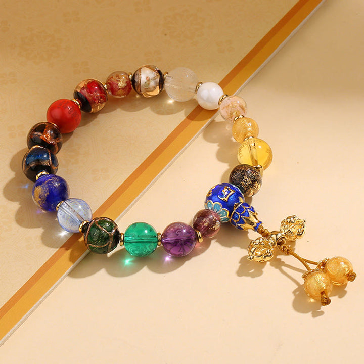 Buddha Stones Tibetano Incenso Colorato Cenere Perline di Vetro Liuli Om Mani Padme Hum Dorje Vajra 18 Perline Polso Mala