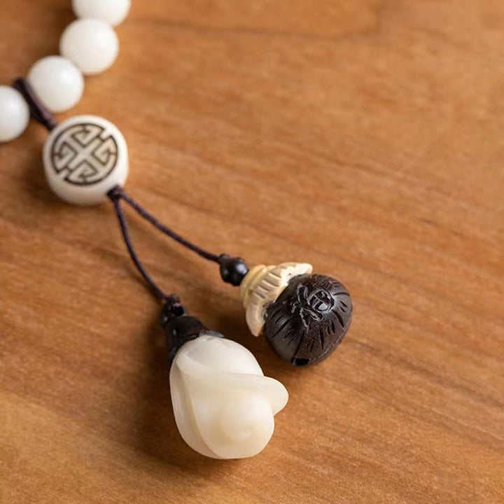 Braccialetto rilassante con semi di Bodhi in legno di sandalo verde naturale Buddha Stones