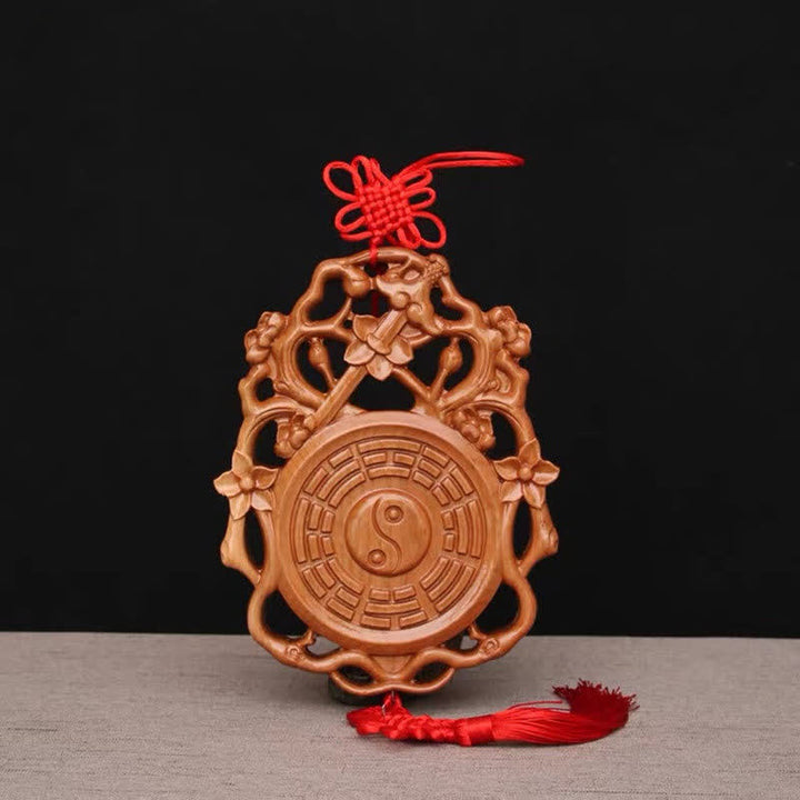 Mappa Bagua Feng Shui Legno di Pesca Mappa Energetica Equilibrio Nodo Cinese - 18*13,6 cm - image 0