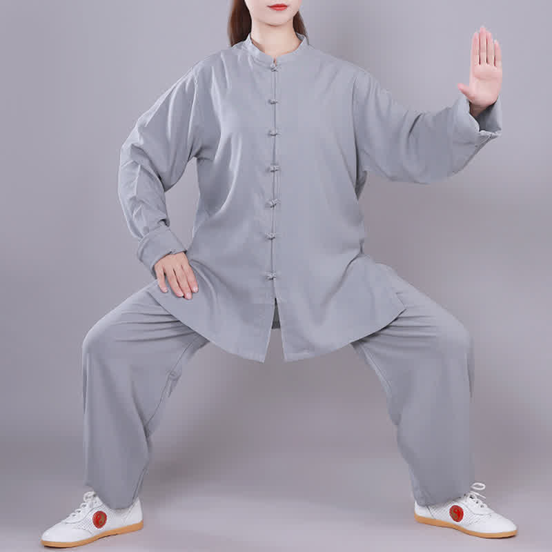 Set di abbigliamento unisex in cotone e lino , Buddha Stones, Tai Chi, Qigong, meditazione, preghiera, pratica spirituale Zen - Grigio - Manica lunga - US14, UK/AU18, EU46 (3XL)  - image 25