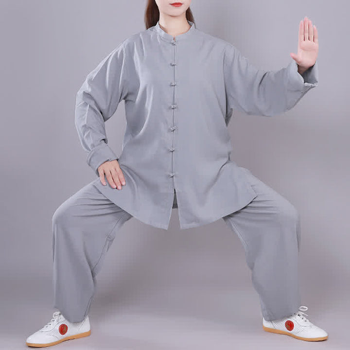 Set di abbigliamento unisex in cotone e lino , Buddha Stones, Tai Chi, Qigong, meditazione, preghiera, pratica spirituale Zen - Grigio - Manica lunga - US14, UK/AU18, EU46 (3XL)  - image 25