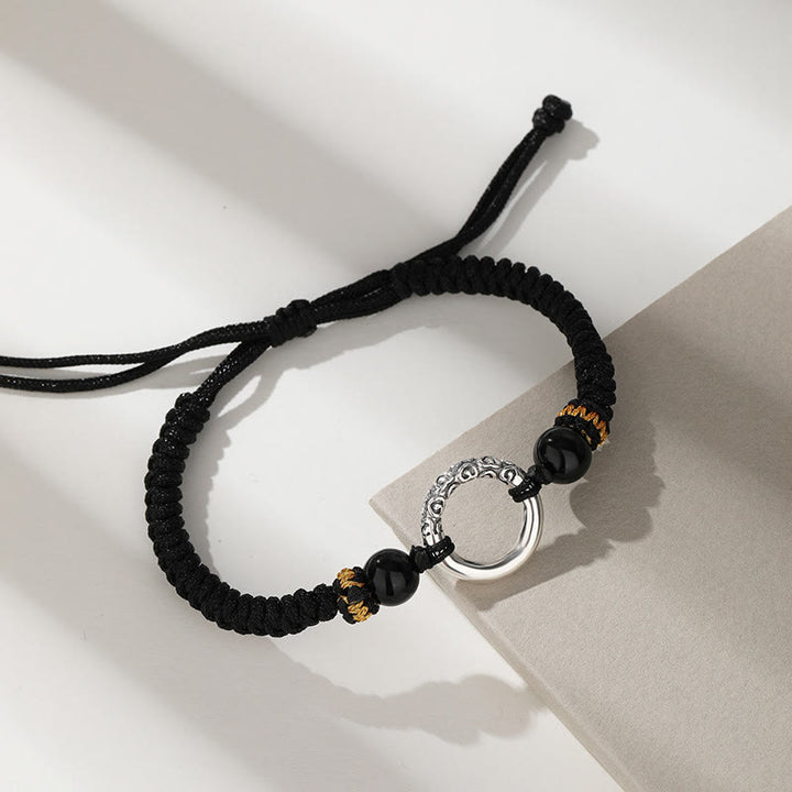 Bracciale intrecciato Buddha Stones 925 Sterling Silver Peace Buckle Auspicious Clouds Fortune