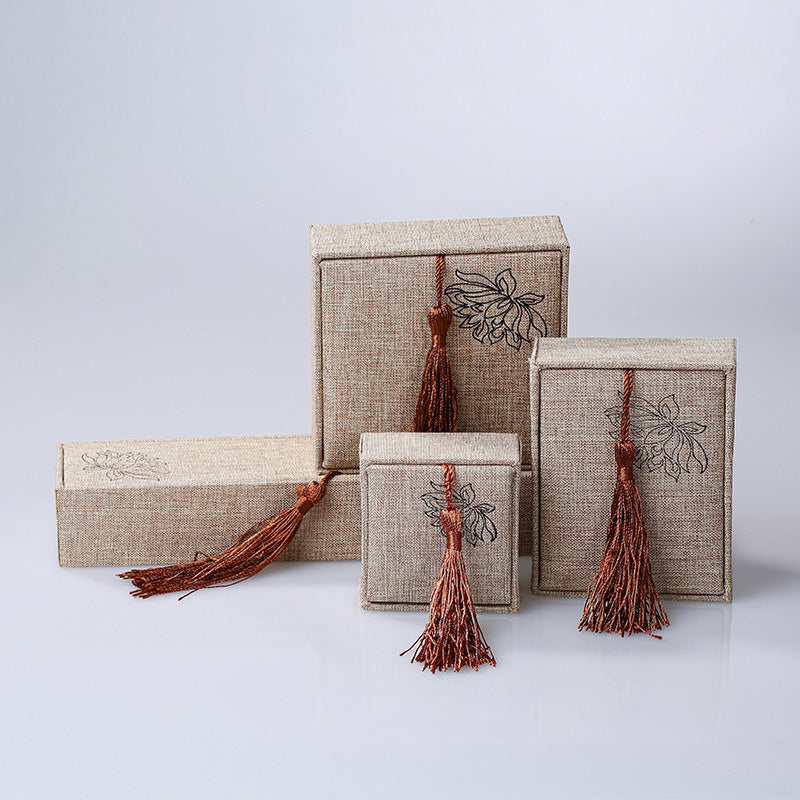 Scatola portaoggetti per gioielli con motivo a loto Buddha Stones , scatola regalo con nappe - image 0